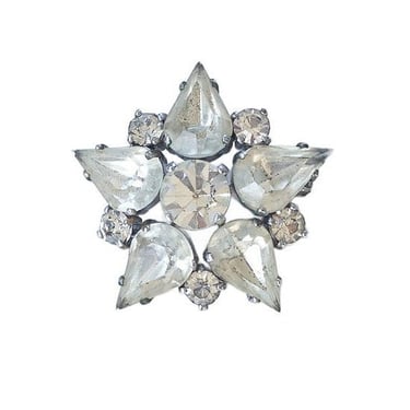 Vintage Rhinestone Snowflake Brooch 