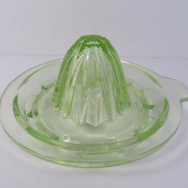 Vintage Green Vaseline Glass Juicer 