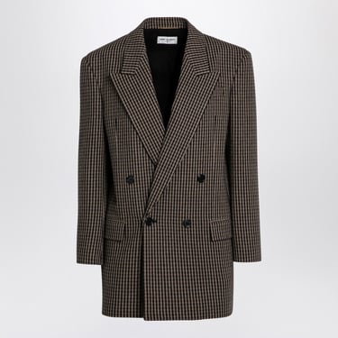 Saint Laurent Double-Breasted Jacket With Wool Vichy Pattern Women