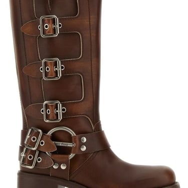 Miu Miu Women Brown Leather Boots