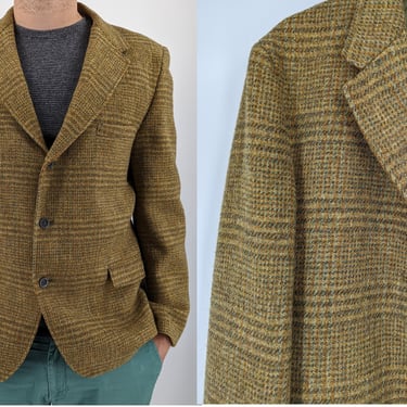 Vintage 50s Harris Tweed Plaid Handwoven Scottish Wool Blazer Suit Jacket Sport Coat - Medium Fifties Men's Blazer 