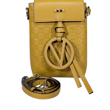 Valentino by Mario Valentino - Mustard Yellow Embossed Logo Crossbody Bag