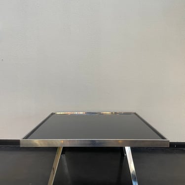 Chrome and Black Glass Cocktail Table 