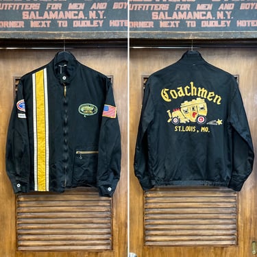 Vintage 1960’s NHRA Hot Rod “Coachmen” Car Club Embroidery Racing Windbreaker Jacket, Original, 60’s Vintage Clothing 