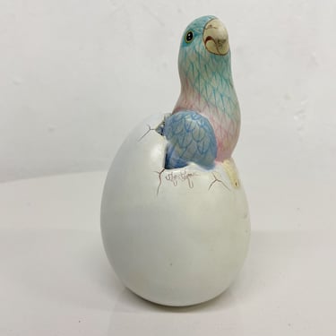 Pretty Parrot Egg Hatching Ceramic Art Sculpture Mexico Sergio Bustamante 1980s 