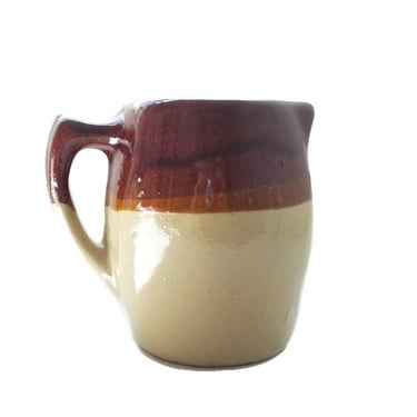 Primitive Pottery Pitcher Brown Drip Salt Glaze / Rustic Farmhouse Country Kitchen Decor 