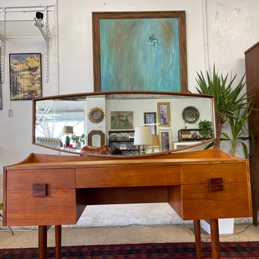 Mid Century Teak/Rosewood Vanity with Mirror Designed by Ib Kofod-Larsen, ‘Danish Range’ for GPlan