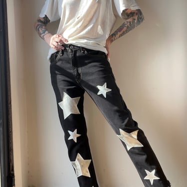 Levis Black Jeans w/ Silver Star Appliques