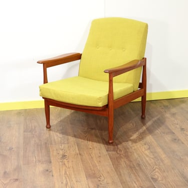 Mid Modern Century Modern Teak Framed Danish Style Reclining Lounge Chair by Guy Rodgers Mid Century Modern Vintage 