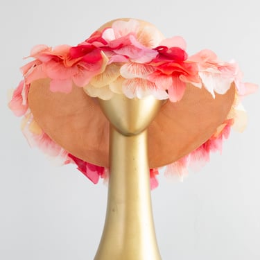 Fabulous Vintage 1960's Christian Dior Chapeaux Straw Floral Summer Hat