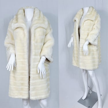 1950's Winter White Faux Fur Swing Coat I Sz Med I Teddy Bear Coat I Dan Millstein 