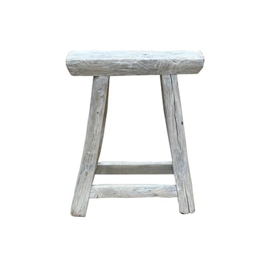Rustic Raw Rough Wood Grain Rectangle Slim Stool | Golden Lotus ...