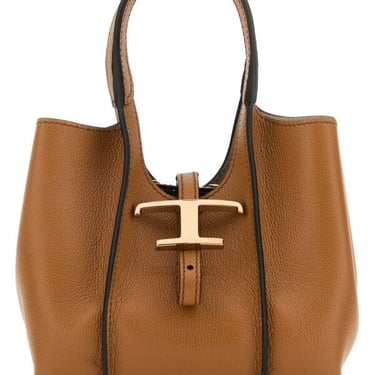 Tod's Woman Caramel Leather Mini T Timeless Handbag