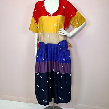 Vtg Chacok lightweight colorblock apron style dress 