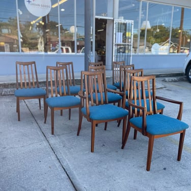 Mid Century Teak Slat Back Dining Chairs Designed by Victor Wilkins for GPlan