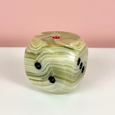 Green Stone Dice Paperweight 