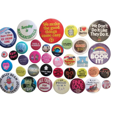 Vintage Pinback Button -  60s 70s 80s 90s Misc Themes - Misc. Novelty Pins - You Choose - Genuine Vintage Pin Button 