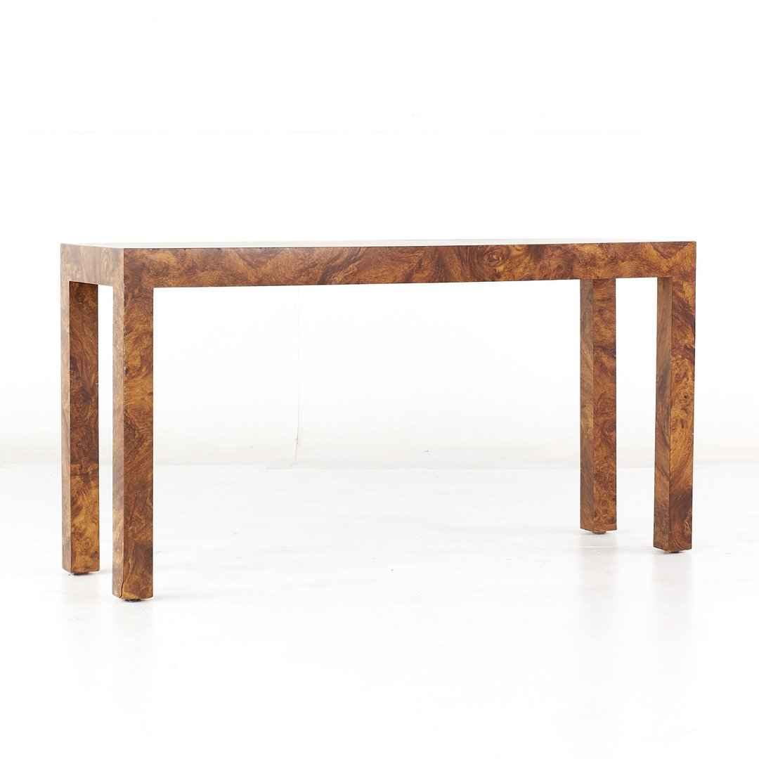 Mid Century Burlwood Formica Console Table mcm Modern Hill