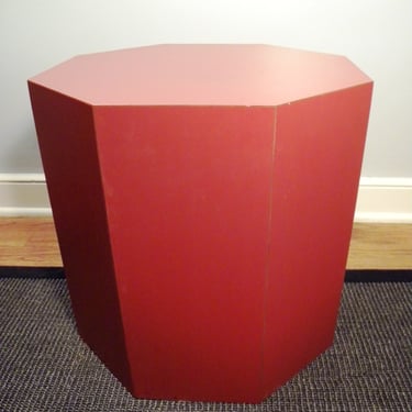 Vintage Burnt Orange Octagonal Pedestal Accent Nightstand Table 