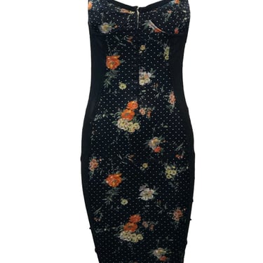 Dolce and Gabbana Iconic early 2000s Black Floral Slip Dress Trimmed in Lace