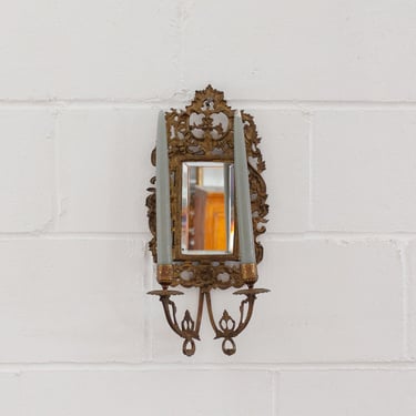 vintage french brass beveled mirrored wall sconce