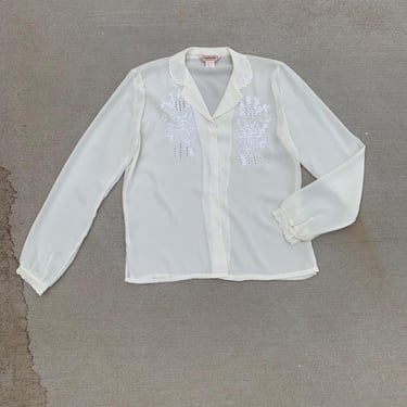 Vintage 70's 80's Nulook by Supreme Casuals Embroidered Button-up Blouse 