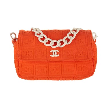 Chanel Orange Logo Terrycloth Shoulder Bag