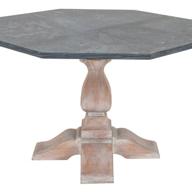 Octagonal Slate Top Table W/ Cereused Oak Base