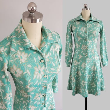 1970s Floral  Dress 70's Gogo Dress 70s Women's Vintage Size Medium 