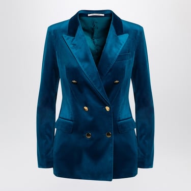 Tagliatore Blue Velvet Double-Breasted Jacket Women