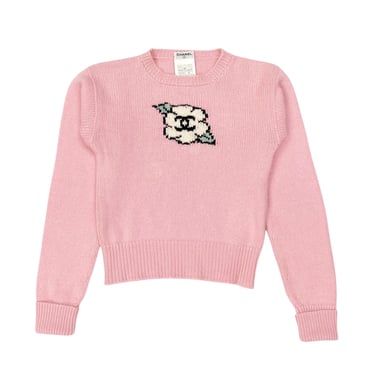 Chanel Pink Cashmere Camelia Sweater