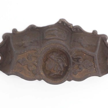 Antique Victorian Cast Iron Lady Face Bin Pull