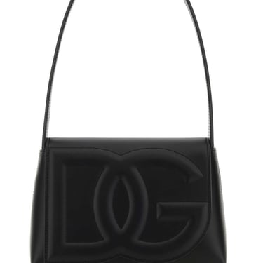 Dolce &amp; Gabbana Women Black Leather Dg Logo Shoulder Bag