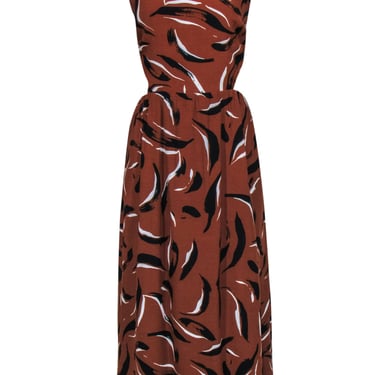 Corey Lynn Calter - Brown Brush Stroke Print Sleeveless Maxi Dress w/ Side Cutouts Sz L