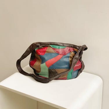 Multicolour Patchwork Leather Shoulder Bag