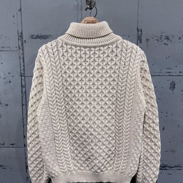 久遠　Fisherman collage knit/White Vintage 70's Hooded Fisherman Sweater | White Cable Knit