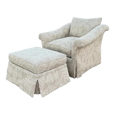 Jessica Charles Skirted Club Chair and Ottoman 