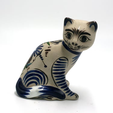 vintage Tonala hand painted cat made in Mexico signed 