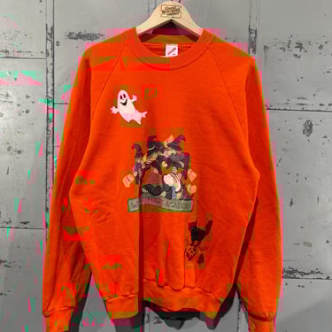 Vintage 90s Halloween crewneck Sweater  Fall Outdoors Autumn Cute ghosts and pumpkins Witches 