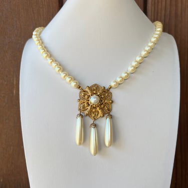 Miriam Haskell Long Pearl Necklace 