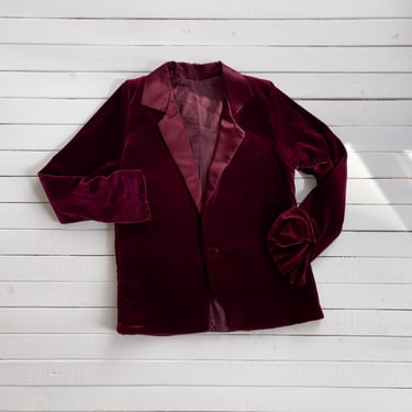 red velvet jacket 90s vintage dark scarlet red blazer 
