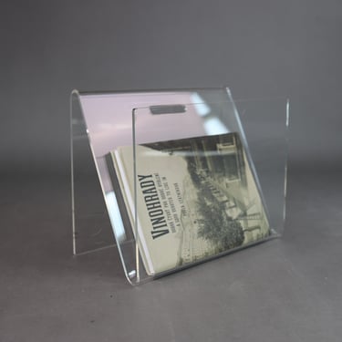 Vintage Clear Acrylic Magazine Rack | Lucite Magazine Holder, Minimalist Decor 