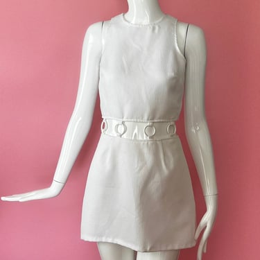 Xs 1990s does 1960s White Cut Out Mini Dress 