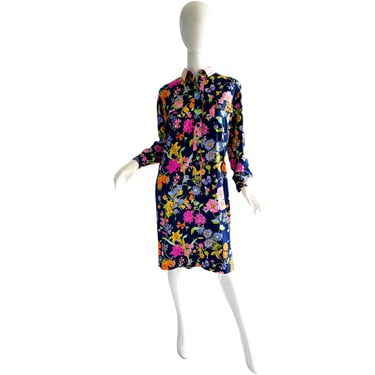 70s Averardo Bessi Italy Dress / Vintage Flower Mod Dress / 1970s Psychedelic Safari Dress Large 
