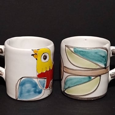 MidCentury Giovanni DeSimone Italy Hand Painted Ceramic Expresso Cups 