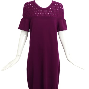 CHANEL-Raspberry Cashmere Sweater Knit Dress, Size-12