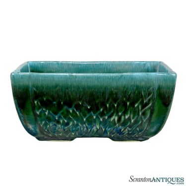 Mid-Century Porcelain Turquoise Green Drip Glaze Indoor Planter