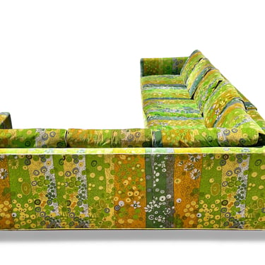 Vintage Jack Lenor Larsen Sectional Sofa in Green Primavera 1970s Mid Century Modern Rare 