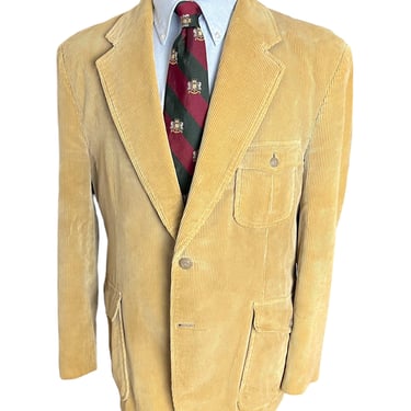 Vintage 1970s Belted Back Corduroy Sport Coat ~ size 42 R ~ jacket / blazer ~ Norfolk ~ Hunting / Hacking ~ 1930s style 