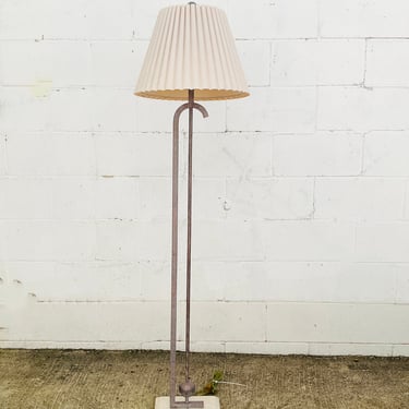 Modernist Metal Floor Lamp with Stone Base